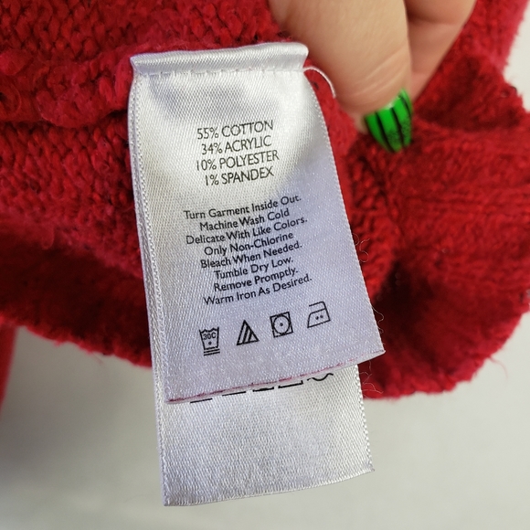 Eddie Bauer Womens Long Sleeve Open Cardigan Sweater Sleepwear Red Knit - Picture 6 of 6